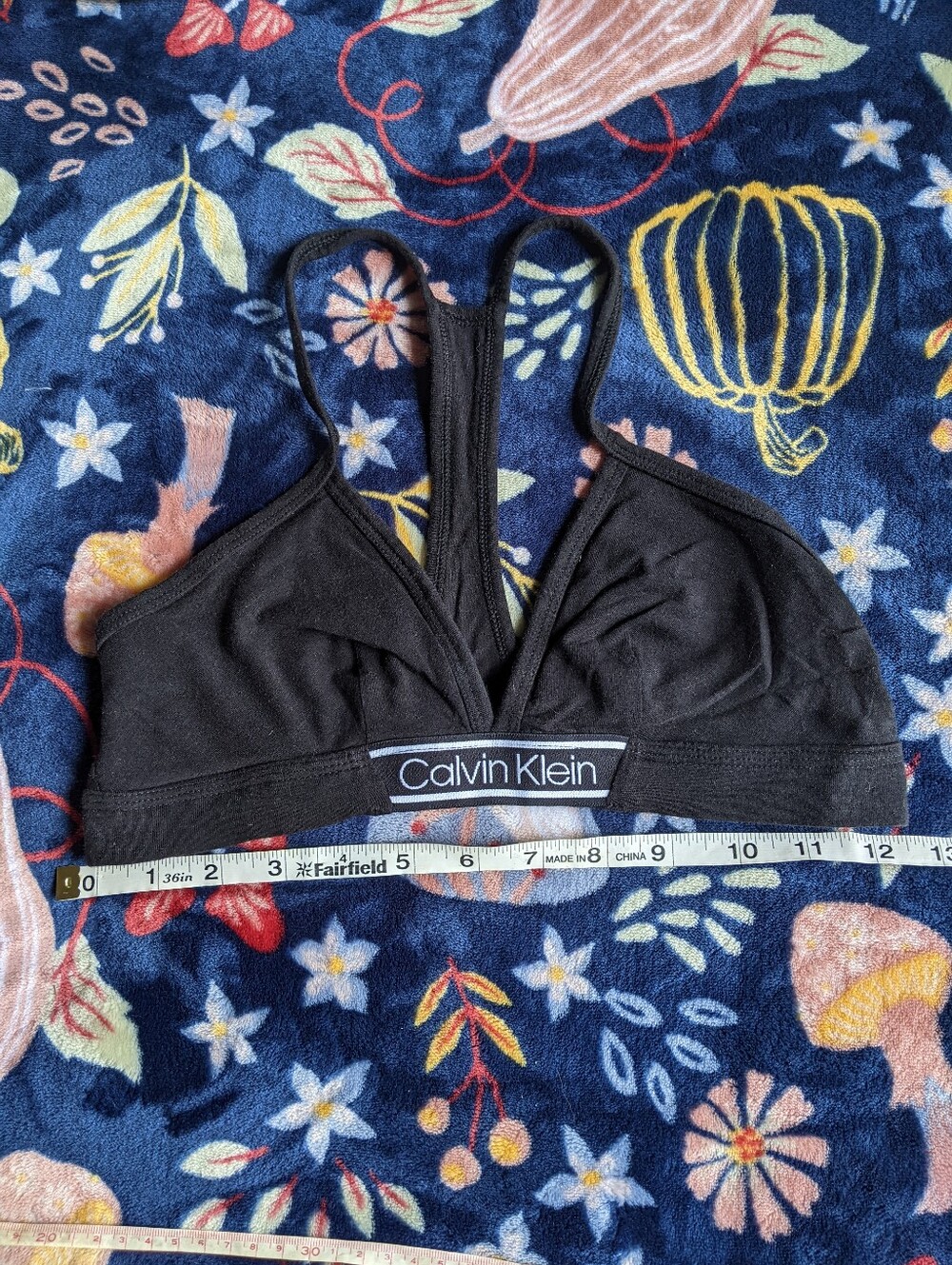 Calvin Klein Black Wireless Racerback Bralette with Logo Band